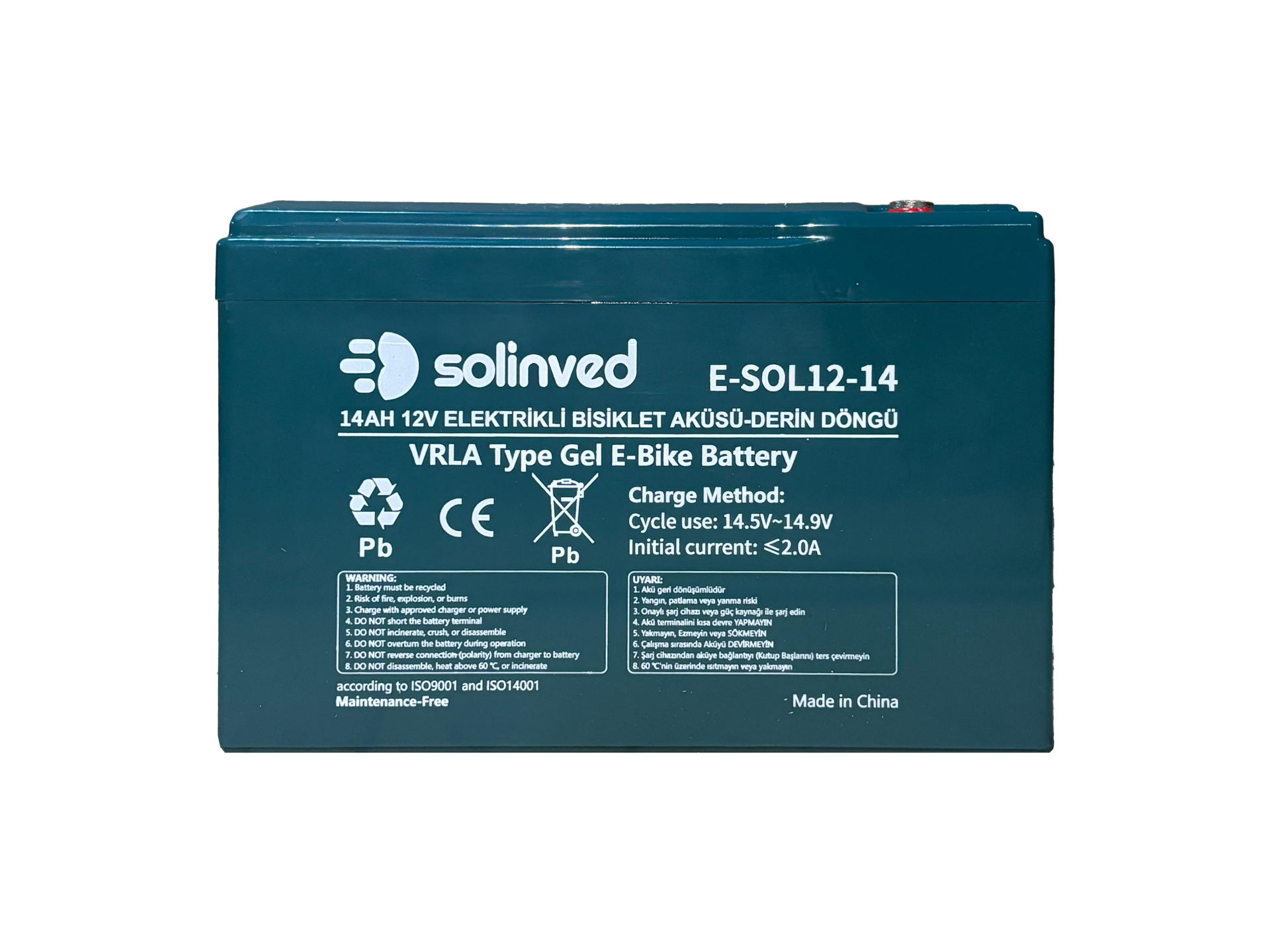 12V 14AH VRLA Tipi Elektrikli Bisiklet Aküsü