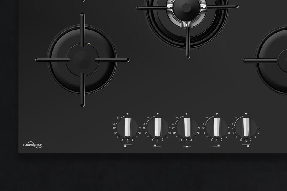 TommaTech TAO7001BG Ankastre Gazlı Ocak 70 Cm Siyah Cam