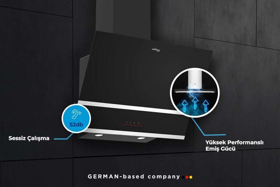 TommaTech TDE6001BG Duvar Tipi Davlumbaz 60 Cm Siyah