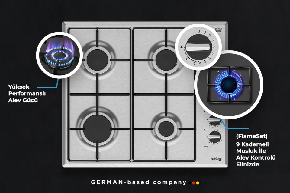 TommaTech TAO6007IM Ankastre Gazlı Ocak 60 Cm Inox