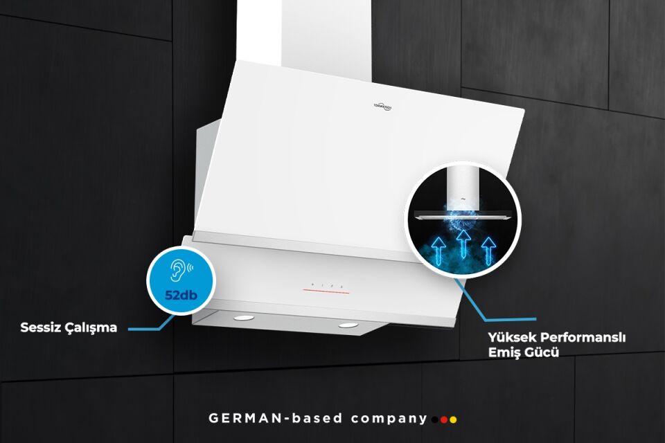 TommaTech TDE6001WG Duvar Tipi Davlumbaz 60 Cm Beyaz Cam