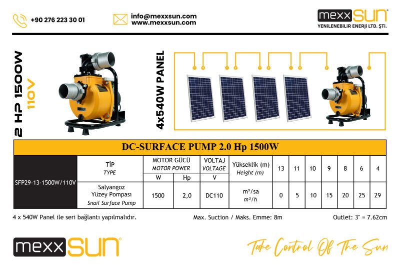 DC Yüzey Pompa 2Hp 1500W (SFP29-13-1500W/110V)